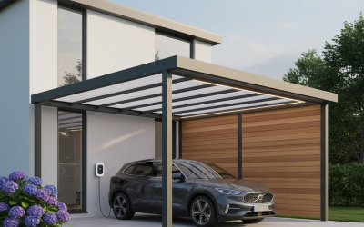 Carport mit moderner Fassade